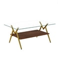 thumbnail image 6 of Holaki Rectangle Glass Coffee Table with Tempered Glass, Modern Center Table with Storage Shelf & Iron Legs for Living Room, 6 of 9