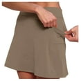 thumbnail image 2 of SUYIDA Womens Midi Skirt Solid Color High Waist Workout Stretchy Tennis Skirt Shorts Skorts Skirt with Pocket Coffee,XXL, 2 of 5