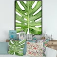 thumbnail image 2 of Designart 'Close Up Green Monstera Leaf Tropical Palm' Tropical Framed Canvas Wall Art Print, 2 of 5