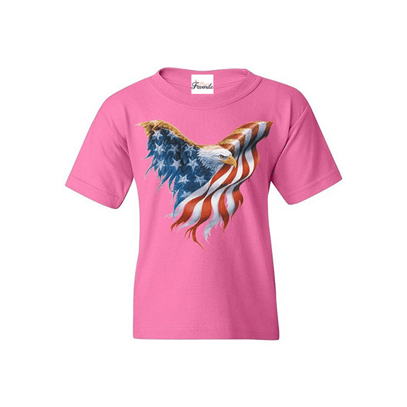Big Girls T-Shirts and Tank Tops - American Flag Eagle USA