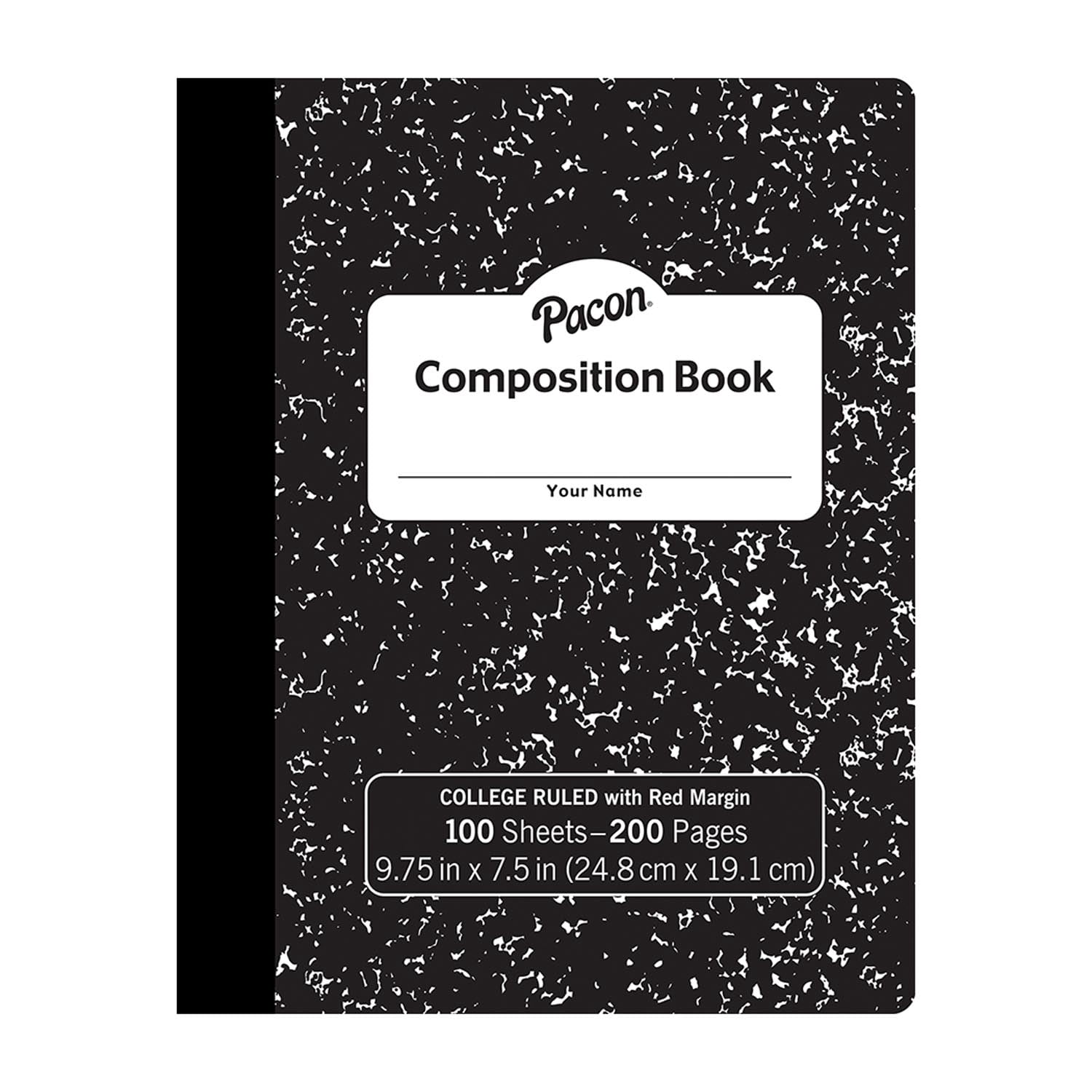 Pacon Composition Book 9/32" Ruled 100 Sheets Black Marble Pack of 6 (PACMMK37106-6)