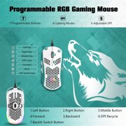 M8 Ultralight Wired Gaming Mouse, Lightweight Honeycomb Shell, 6 RGB Breathing Backlit Mice, 6 Adjustable DPI 6400, USB Optical Model Aerox Mice for Win10/XP/Xbox/PS4/PS5/Mac/HP/Acer