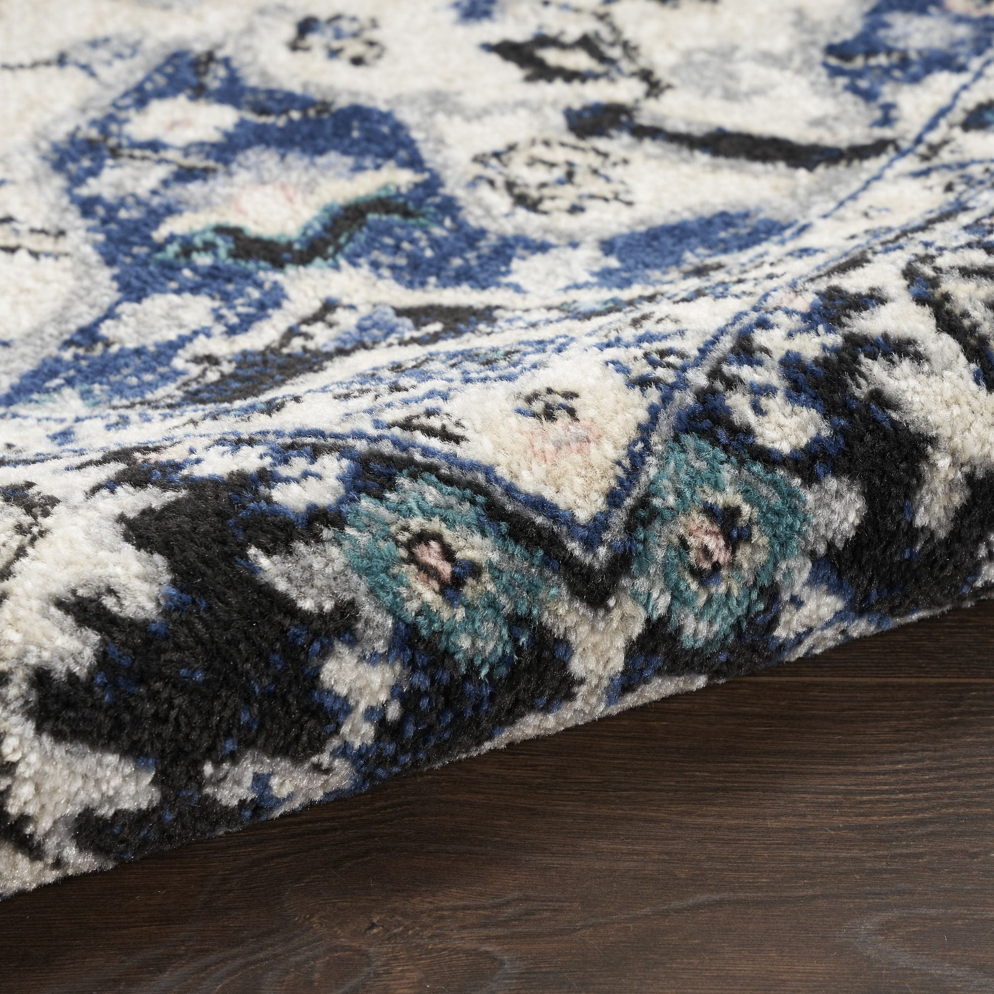 Nourison Passion Black Ivory 5'3" x 7'3" Area Rug, Contemporary, Boho, Bed Room, Living Room, Dining Room, Kitchen, , Easy Cleaning, Non Shedding (5' x 7')