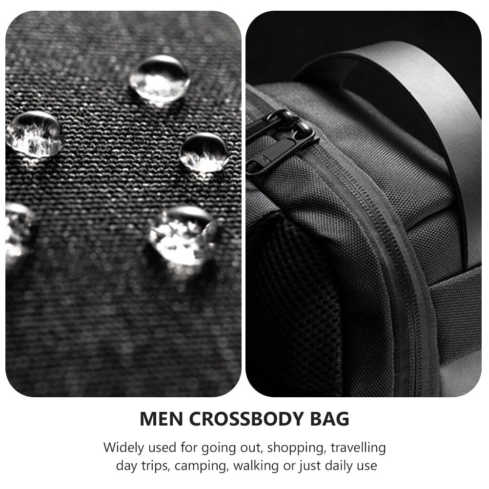 Mens Sling Bag Anti Theft Black Oxford 1Pcs