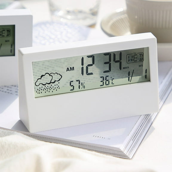 Thermo-Hygrometer Clock Creative Weather Display Electronic Alarm Clock
