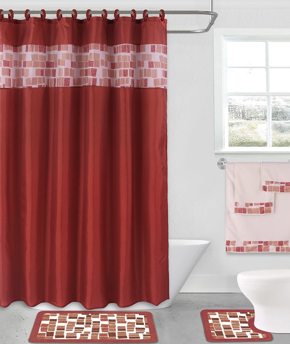 Mosaic Brick 15 Piece Printed Bath In A Bag Set Mosaic Brick 15 Piece Printed Bath In A Bag Set