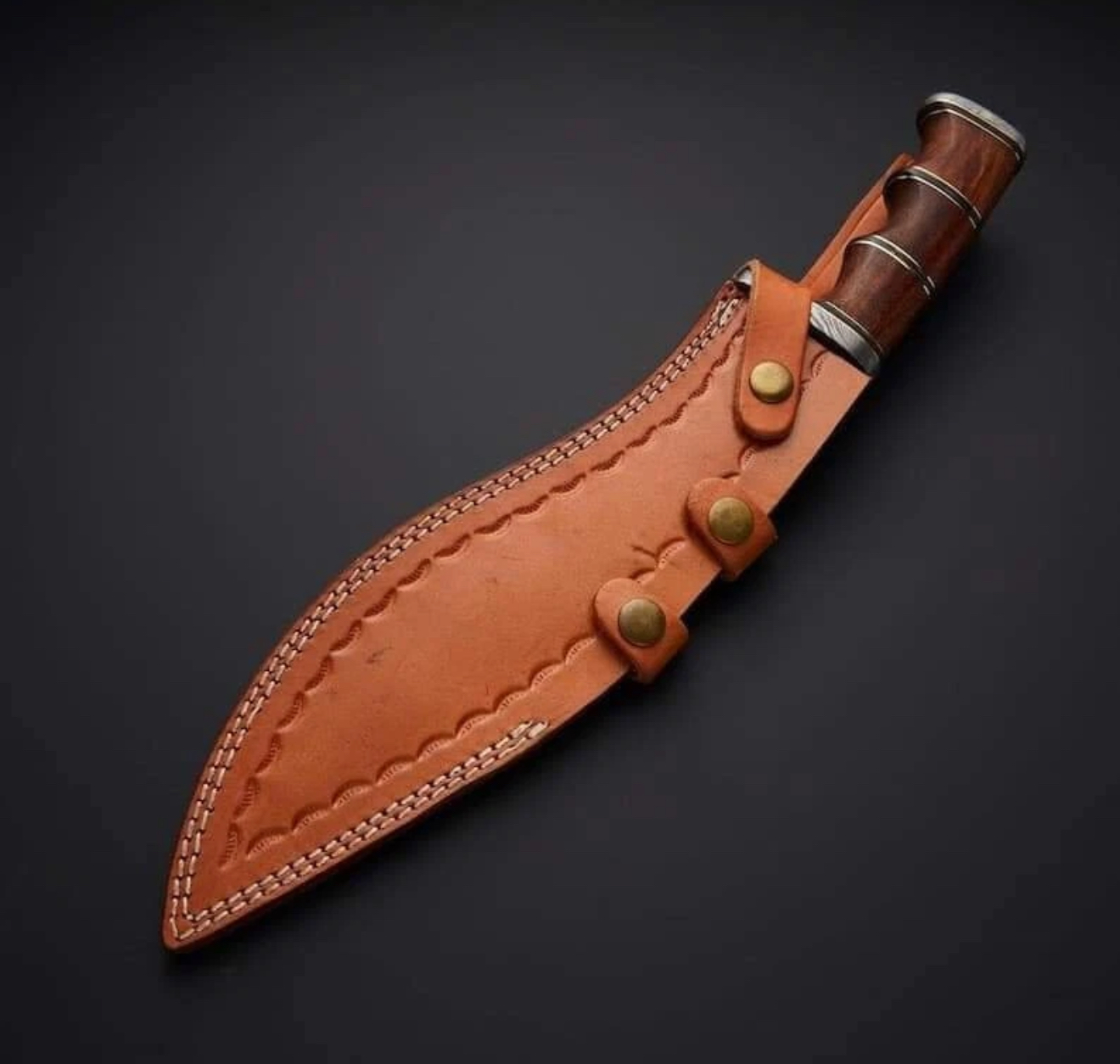 AJSANITY 16" FULL TANG DAMASCUS Fixed Blade BOWIE Hunting SURVIVAL Knife GURKHA KUKRI KNIFE