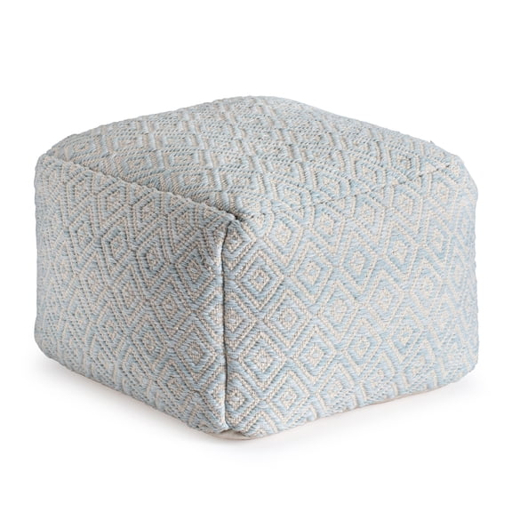 Cherokee Arctic 22" x 22" x 16" White & Gray Pouf