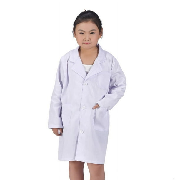 Bata de laboratorio blanca para niños, manga larga, traje de actuación para médico de escuela primaria, jardín de infantes, bata de laboratorio blanca rosa