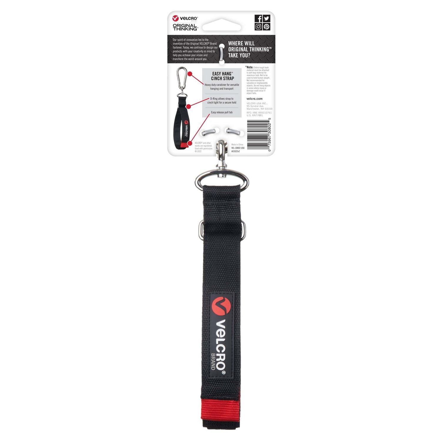 Sangle de 24 pouces x 11/4 pouces. noir. 6/24