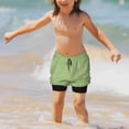 thumbnail image 7 of Cauagu Green Gingham Print Swim Trunks for Men,Youth Boys Swim Shorts Compression Liner Beach Shorts Boys' Swimming Shorts 7-20 Years Bathing Suit-Medium, 7 of 7