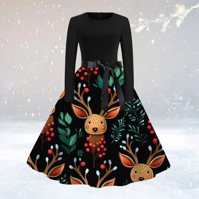 Disfraz de Cosplay de Navidad para mujer, vestido de princesa de manga larga, vestido de Festival Vintage, vestido Rockabilly, bata de fiesta