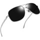 thumbnail image 1 of Gafas de sol Joopin rectangulares polarizadas con montura metálica plateada, 1 of 6