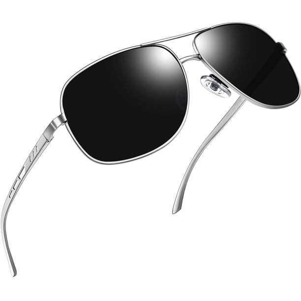 Gafas de sol Joopin rectangulares polarizadas con montura metálica plateada