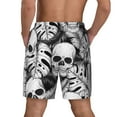 thumbnail image 3 of Kdxio Skull And Palm Leaves Print Men'S Swim Trunks With Compression Liner 7 Inch Inseam Quick Dry Swim Shorts, 3 of 7