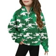thumbnail image 2 of SGFCWSX Girls Fleece Pullover Camouflage Print Zipper Sweatshirt Kids Thermal Sweatshirts Green Size 7 Years, 2 of 5