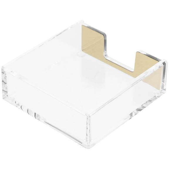 WRISTBIQUE Golden Clear Memo Pad Holder Acrylic Desktop Organizer for Office Storage