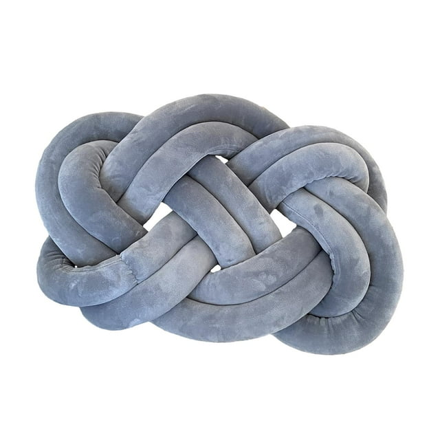 Almohada con nudo de mano PP, poliéster nórdico, bonita almohada DIY acogedora para la cintura, cojín para el suelo para sala de estar, oficina, hogar gris claro mayimx Almohada de bola de nudo