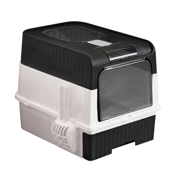 Litter Box With Lid - Fully Enclosed Cat Potty, Anti-Splashing Toilet, Self-Cleaning With Scoop, Drawer Type Front Entry Top Exit