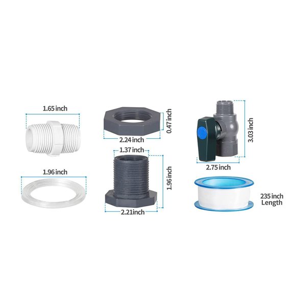 JJKBVCLO Rain Barrel PVC Diverter With Bulkhead Connector Hose Faucet Adapter 3/4 Inch