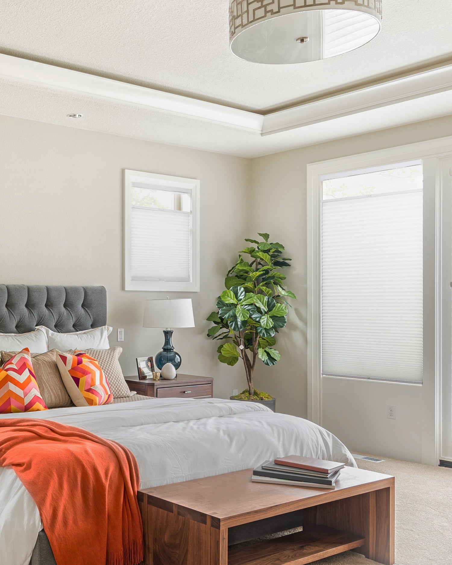 Chicology Cordless Top Down Bottom Up Light Filtering Cellular Shade Simply White 70.5"W x 48"H