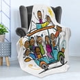 thumbnail image 4 of Cartoon Soft Flannel Fleece Throw Blanket, Colorful Doodle Style Illustration of Children on a Tour Friends Having Fun, Cozy Plush for Indoor and Outdoor Use, 50" x 60", Multicolor, by Ambesonne, 4 of 5