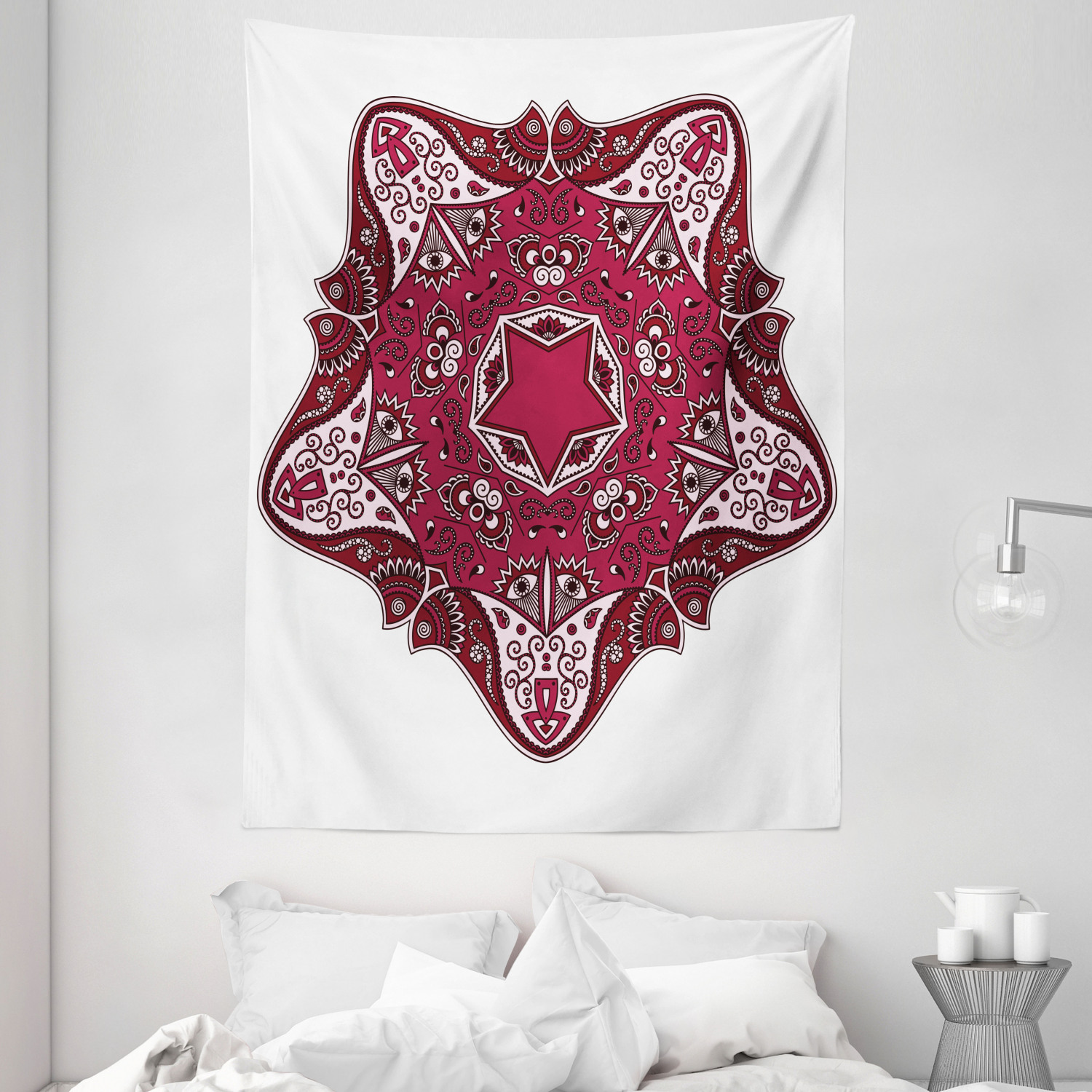Mandala Decor Tapestry, Maroon Authentic Asian Universe and Microcosm