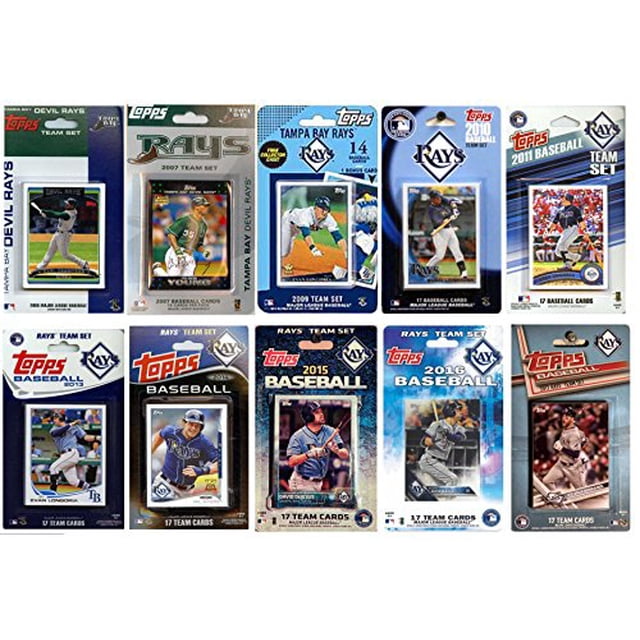 C&I Collectables RAYS1017TS MLB Tampa Bay Rays 10 Ensembles de Cartes à Collectionner sous Licence Différentes