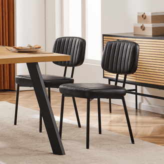 TMS Indoor Ladder Back Dining Chair Set of 2, Walnut, Rush Seat