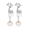 thumbnail image 4 of Pendientes de alce navideño, joyas, pendientes colgantes con encanto, pendientes con , gota Plata, 4 of 8