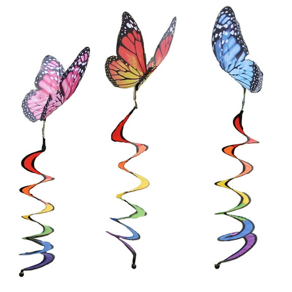 Multicolors Butterfly Wind Twisters Curlie Spinners Decorative Hanging Spinners for Yard Eye Catching Outdoor Decoration