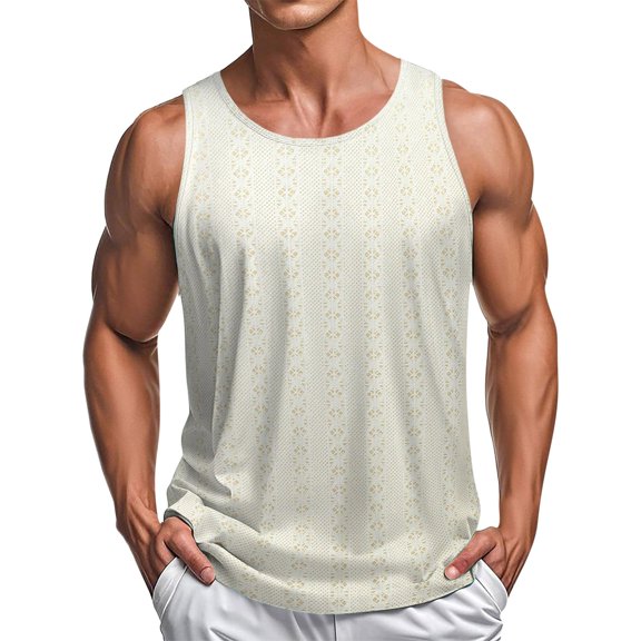 Fewfanhot Men's Sheer Mesh Tank Top Cut Out Sleeveless T-Shirt Lightweight Beach Wear for Summer Parties and Casual Style
