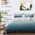 thumbnail image 3 of 3 Piece Grey Turquoise Ombre Duvet Cover Set Twin Size,Microfiber Comforter/Quilt Cover with Corner Ties and 2 Pillowcases,Teal Modern Geometric Striped Abstract Art Soft Bedding with Zipper Closure, 3 of 8