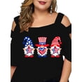 thumbnail image 2 of Gvmfive Women Plus Size Casual Printing Hollow 3/4 Sleeve Tops Loose Blouse T-shirt, 2 of 4