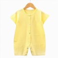 thumbnail image 2 of NIEWTR Newborn Outfit Baby Boy Girl Romper Short Sleeve Basic Jumpsuit Soft Cotton Casual Breathable Playsuit Summer 0-24 Months(A-Light Yellow,12-18 Months), 2 of 4