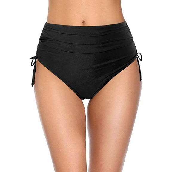 Clearance! Yajing Swimming Suits for Women Women High Waisted Bikini Bottoms Full Coverage Swim Bottom Tummy Swimsuit Bottom L Black
