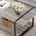 thumbnail image 5 of SAINSPEED Industrial Coffee Table, Rustic Gray Coffee Table, Farmhouse Living Room Central Table with 2-Tier Storage Shelf, Rectangle Coffee Table with Sturdy Steel Frame, Grey, Easy Assembly, 5 of 8