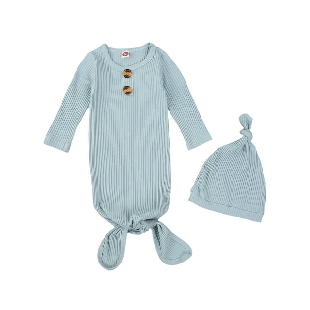 Xingqing Couverture d'Emmaillotage Tricotée à Col Rond pour Nouveau-Nés Filles Garçons avec Bonnet