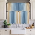 thumbnail image 4 of 3 Piece Kitchen Curtains and Valances Set Blue Yellow Ombre Cafe Curtains 24 Inch Length Farmhouse Modern Gradient Art Valance & Tier Curtain for Living Room Bedroom Small Window 54"x18"+27"x24"*2, 4 of 6
