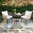 thumbnail image 2 of Garvee Round Patio Bistro Table 24 Inch, Cast Aluminum Outdoor Cafe Table with 2Inch Umbrella Hole, Metal Side Table for Porch,Backyard,Garden，Brown, 2 of 9