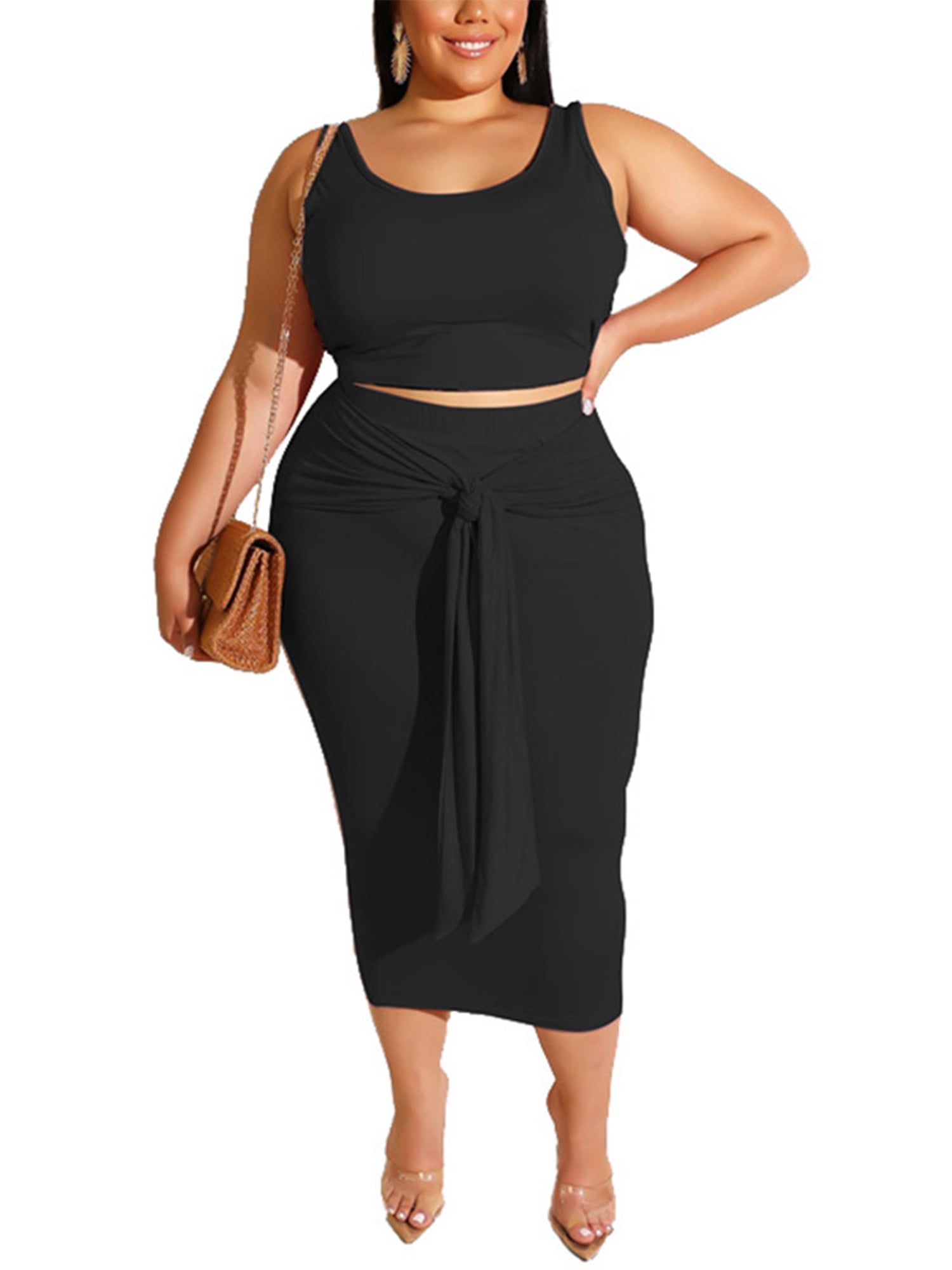 plus size bodycon midi skirt
