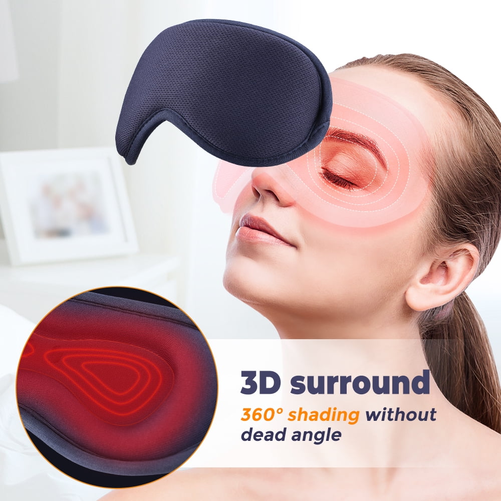 Heated Eye Mask with Massage, USB Warm Compress Eye Mask for Dry Eyes, Electric Thermal Eye Heating Pad with 3 Heat & 6 Vibration Modes, 15min Auto Shutoff for Eye Fatigue, Dark Circle