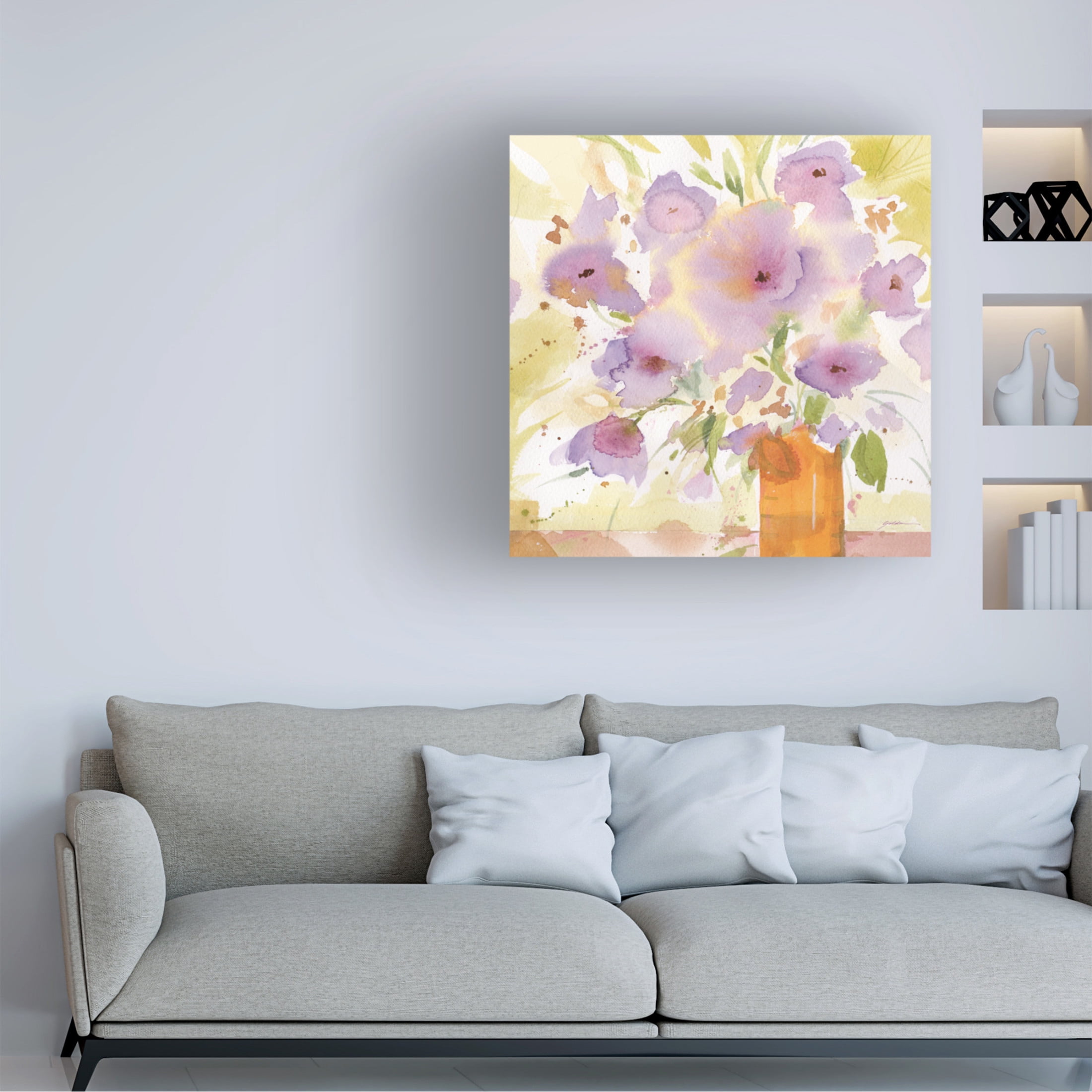 Canvas Wall Art - Sheila Golden 'Purple Blossoms' Wall Art for Living Room, Bedroom, or Office Décor by Trademark Fine Art - 24 x 24 Inches