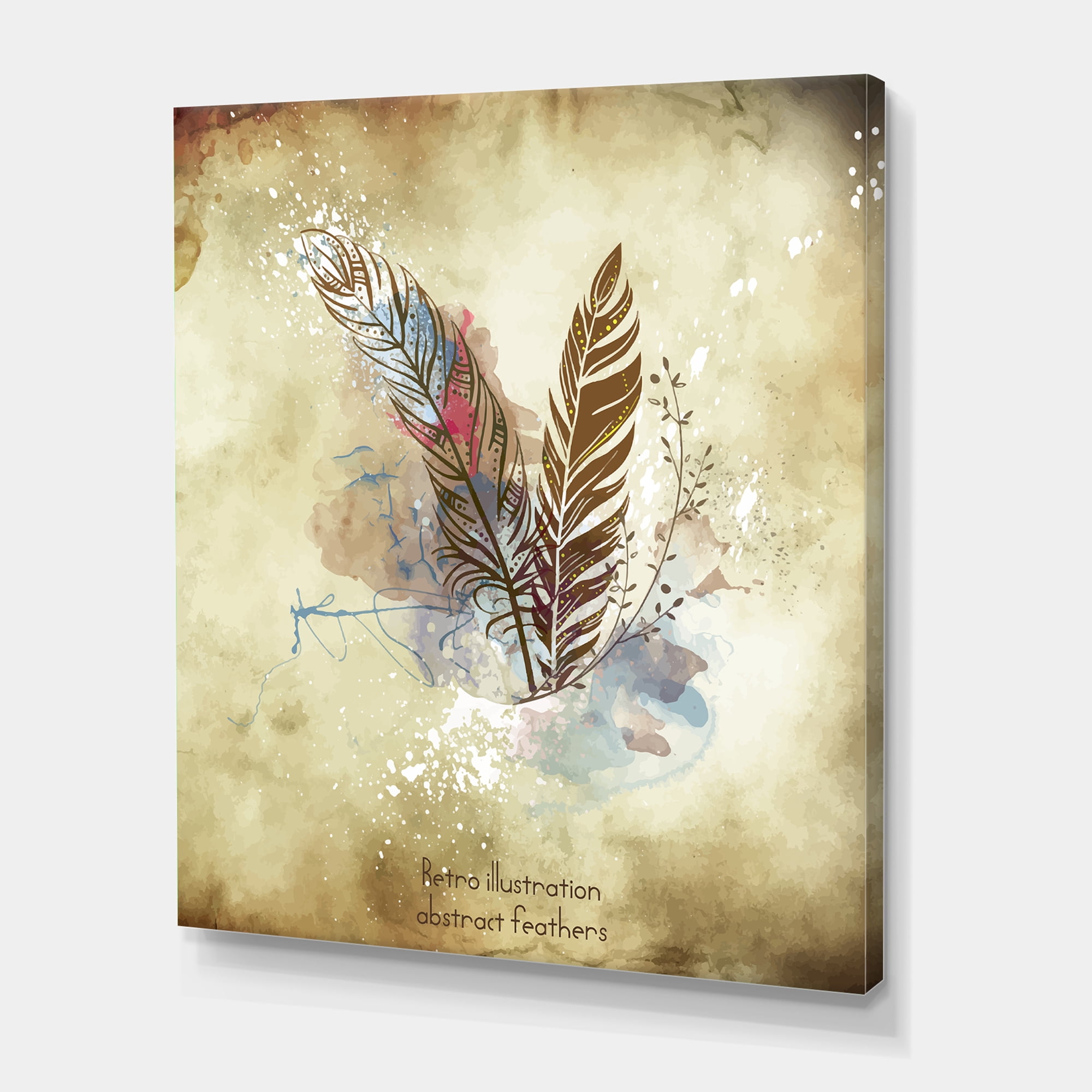 Designart ' Beige Vintage Flowers ' Vintage Canvas Wall Art Print