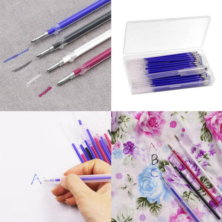 40Pcs Heat Erase Pens, Heat Erasable Refill Pens Fabric Marking Pens  Disappearing Quilting, Sewing, Dressmaking, Embroidery Craft Projects Blue  