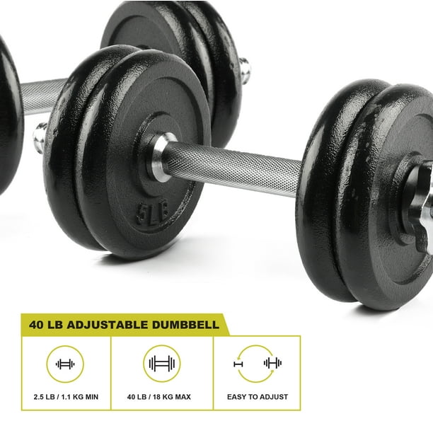 PRCTZ 40lb Adjustable Dumbbell Set, Chrome & Black - Walmart