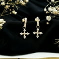 thumbnail image 4 of Rosec Jewels Lab Created Diamond Cross Earrings with Screw Back - Cross Drop Earrings - EF-VS Grade, 14K Yellow Gold, 4 of 9