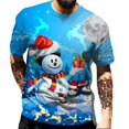 thumbnail image 1 of Camiseta con estampado de Papá Noel para hombre, camisetas rojas de manga corta con estampado de alces, ropa informal holgada con cuello redondo, 6XL, 1 of 4
