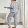 thumbnail image 6 of Ashirexll Womens Winter Sets, Fuzzy Pajamas for Women, Plus Size Fashionable Print Long Sleeve Pants Casual Home Suit Set, 6 of 6