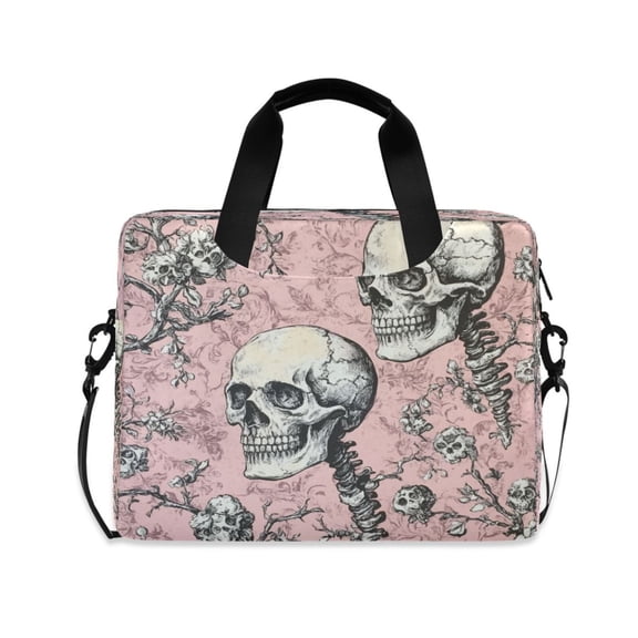 16inch Laptop Briefcase, Business Laptop Bag with Detachable Strap & Padded Compartment, Water-Resistant Polyester,Skeletons